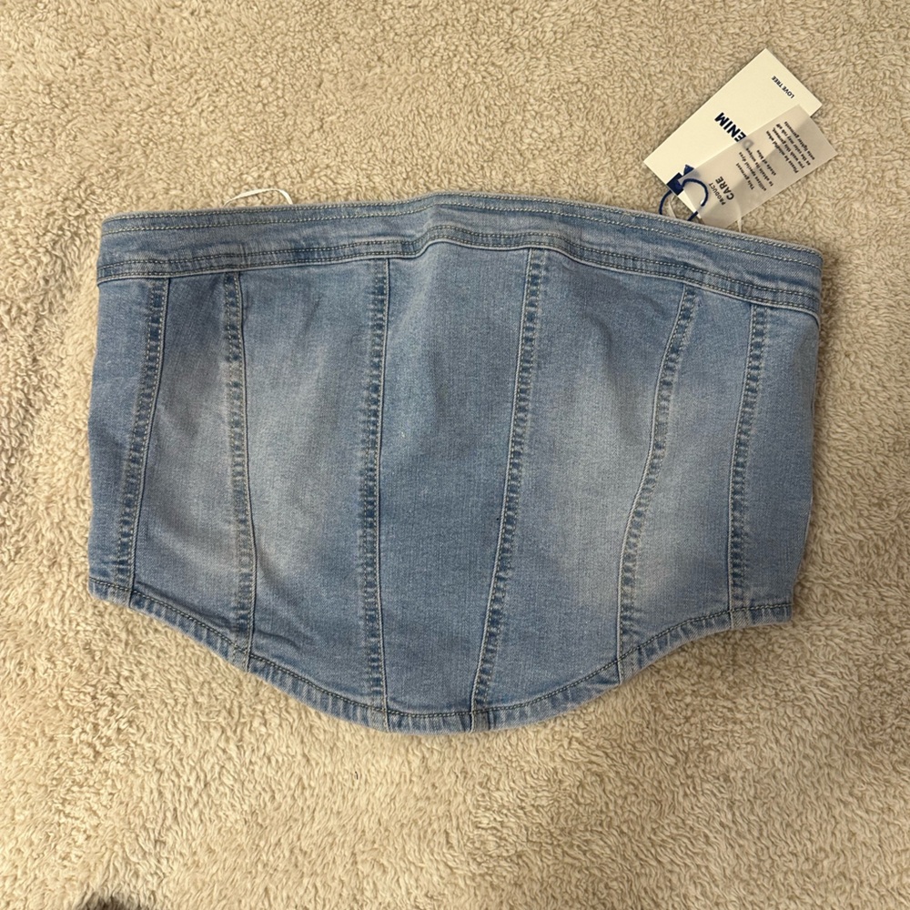 Strapless Denim Blue Top Essential